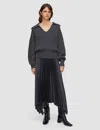 Joseph Ade Knit Weave Plissé Skirt In Gray