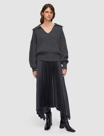 Joseph Ade Knit Weave Plissé Skirt In Gray
