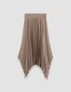 Joseph Fully Pleated Taupe Maxi Skirt With Handkerchief Hem In Grey