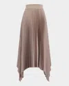 Joseph Fully Pleated Taupe Maxi Skirt With Handkerchief Hem In Escargot