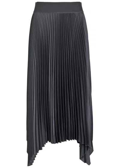 Joseph Ade Plissé Satin Midi Skirt In Gray