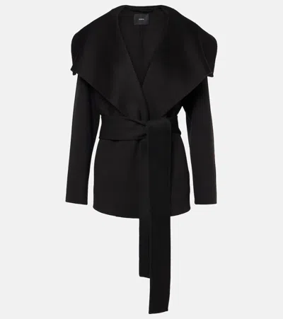 Joseph Adrienne Wool And Cashmere Wrap Coat In Black
