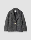 Joseph Agar Donegal Tweed Wool Coat In Black