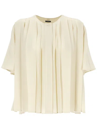 Joseph Airy Plisse Short Sleeve Blouse In Neutral