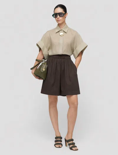 Joseph Aissa Cotton Poplin Shorts In Brown