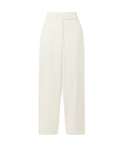 Joseph Aix Satin-trimmed Crepe Tapered Pants In White