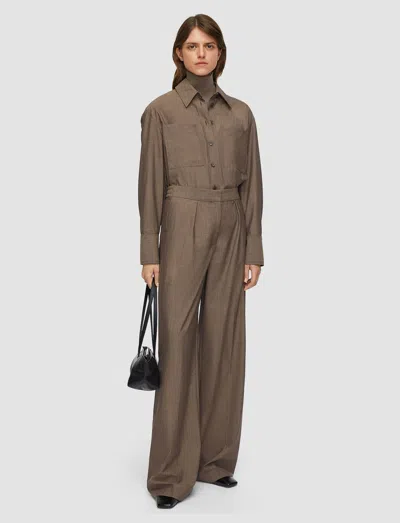 Joseph Alanel Light Wool Tailoring Trousers In Brown