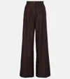 Joseph Alanel Silk And Cotton Wide-leg Pants In Brown