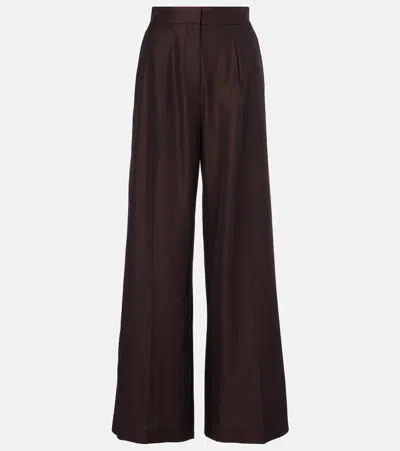 Joseph Alanel Silk And Cotton Wide-leg Pants In Brown