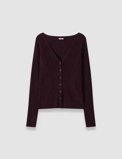 Joseph Alba Merino Wool Rib Cardigan In Purple