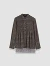 Joseph Albin Crepe De Chine Print Silk Blouse In Black/escargot
