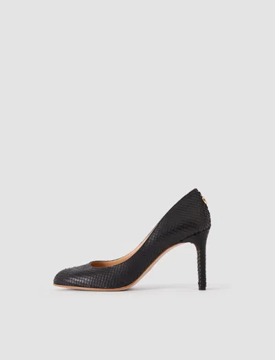 Joseph Alette Snake Texture Leather Heeled Pumps In Black