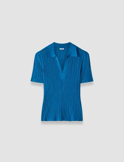 Joseph Womens Siam Blue Bayt Round-neck Crinkle Woven Tank