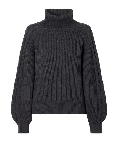 Joseph Alodina Ribbed Wool Turtleneck Sweater In Gray