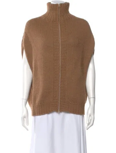 Pre-owned Joseph Alpaca Mock Neck Top In Brown