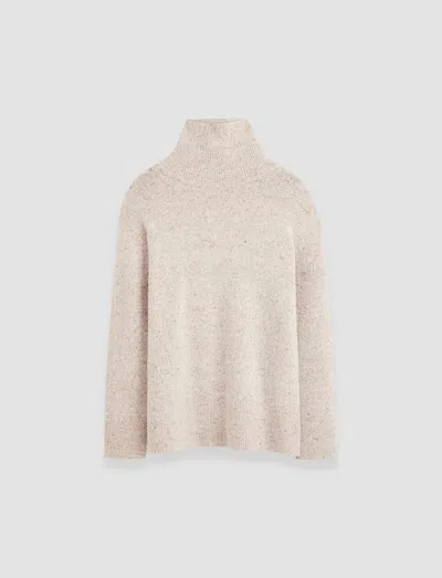Joseph Alpaca Tweed Knit High Neck Jumper In Champagne Melange