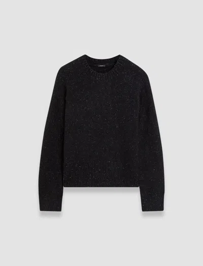 Joseph Alpaca Tweed Knit Round Neck Jumper In Black