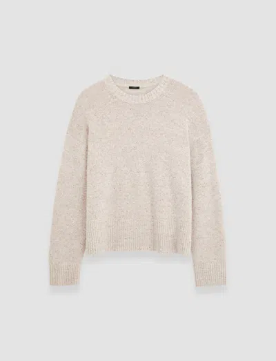 Joseph Alpaca Tweed Knit Round Neck Jumper In Champagne Melange