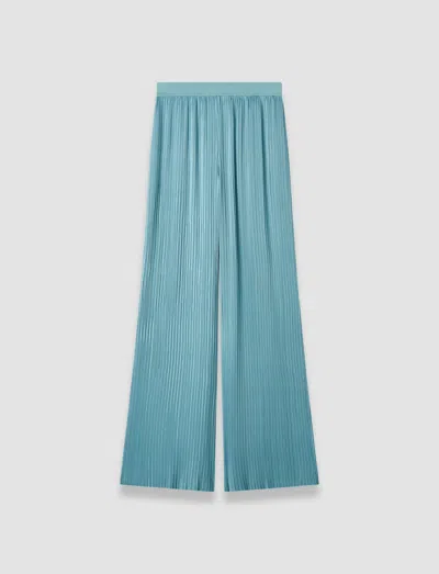 Joseph Amber Pleated Satin Trousers In Blue