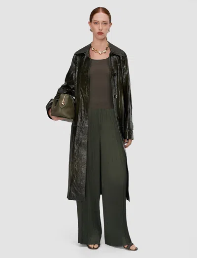 Joseph Amber Pleated Satin Trousers In Green