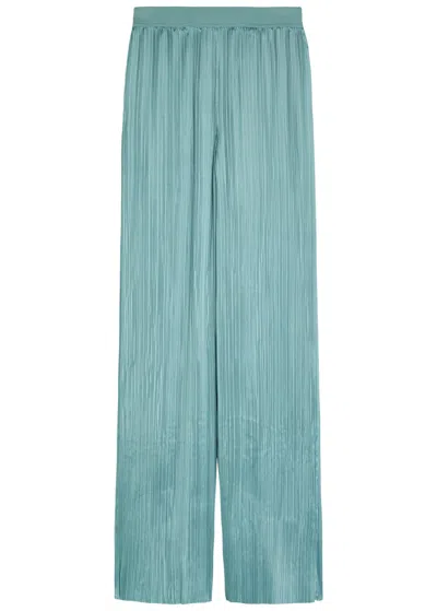 Joseph Amber Pleated Wide-leg Satin Trousers In Blue