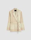 Joseph Amelia Paneled Silk Satin Jacket In Quail