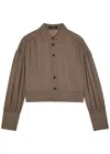 Joseph Anais Cropped Wool-blend Shirt In Brown