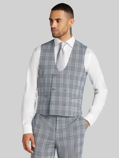 Joseph &amp; Feiss Joseph & Feiss Men's Modern Fit Double-breasted Plaid Scoop Vest In Multi