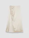 Joseph Andrea Ruched Silk Satin Skirt In Quail