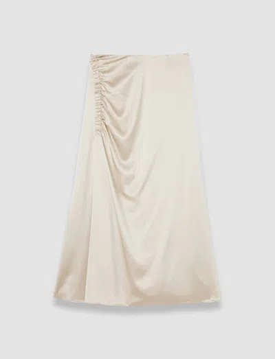Joseph Andrea Ruched Silk Satin Skirt In Quail