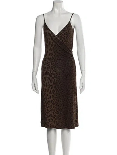 Pre-owned Joseph Animal Print Midi Length Dress In Brown
