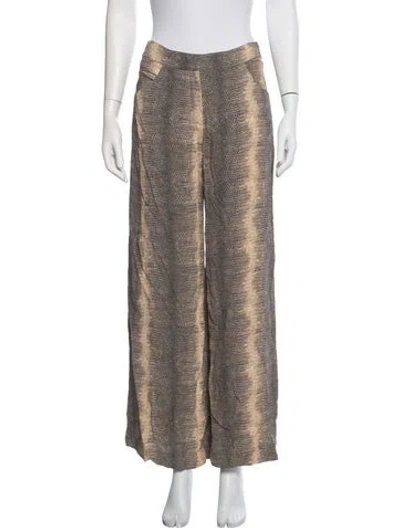 Pre-owned Joseph Animal Print Wide Leg Pants In Brown