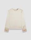 Joseph Anna Ruched Silk Satin Blouse In Quail