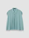 Joseph Antin Oversized Airy Pleated Blouse In Blue