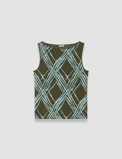 Joseph Aouda Check Cotton Silk Knit Top In Green