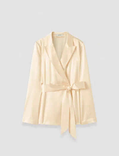 Joseph Archer Silk Satin Jacket In Beige