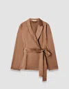 Joseph Archer Silk Satin Jacket In Brown