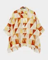 Joseph Arcole Marble-print Habotai Silk Blouse In Multi