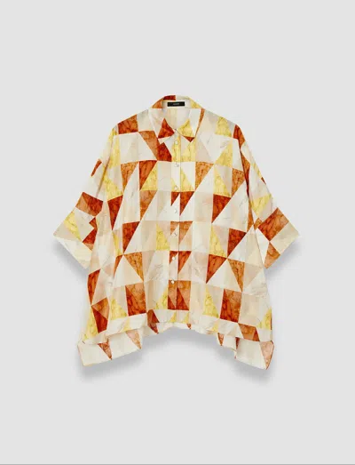 JOSEPH ARCOLE MARBLE PRINT SILK SHIRT