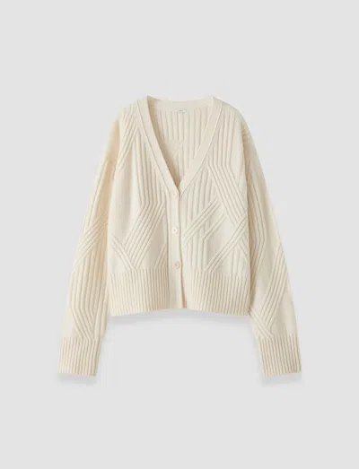 Joseph Aristea Soft Wool Rib Cardigan In White