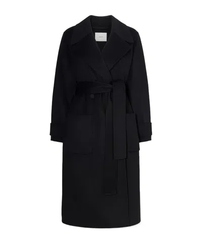 Joseph Arlina Belted Wool And Cashmere Blend Coat In Black