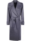 Joseph Belted Wool Coat In Blue