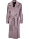 Joseph Arline Belted Wool And Cashmere-blend Coat In Purple