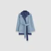 Joseph Arnold Reversible Double Face Cashmere Coat In Faded Sky/harbour