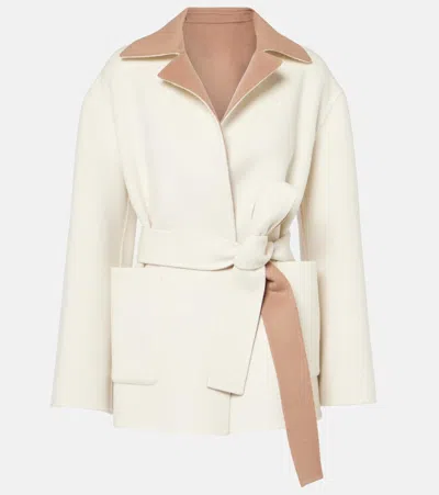 Joseph Arnold Wool, Cashmere, And Silk Wrap Coat In Beige