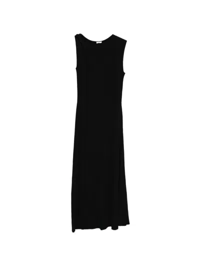 Joseph Arty Plissé Knit Midi Dress In Black
