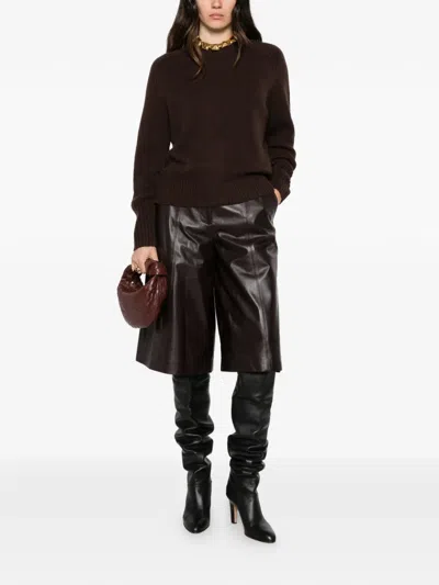 Joseph Asia Nappa-leather Cropped Trousers In Brown