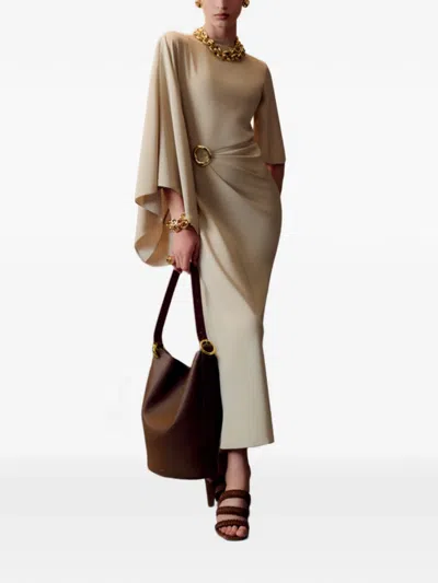 Joseph Asymmetric-sleeve Midi Dress In Brown