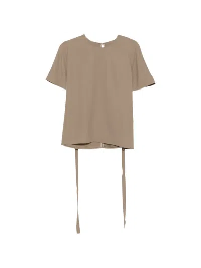 Joseph Atheris Belted Short-sleeve Blouse In Brown