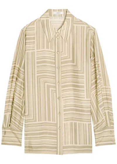 Joseph Womens Sand Dark Powder Atlan Grid-print Silk Shirt In Brown